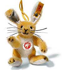 Steiff mohair bunny hanger - yellow/white 032530