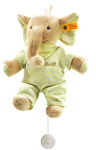 Steiff TRAMPILI Elephant Music Box 20cm (Green)  - 237966