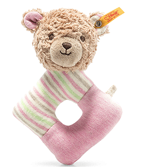 Steiff GOTS Rosy Teddy Bear Grip Toy With Rattle 242175