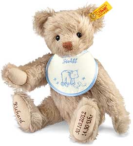 Steiff Personalised Birth Teddy Bear - Blue With Gift Box 001765