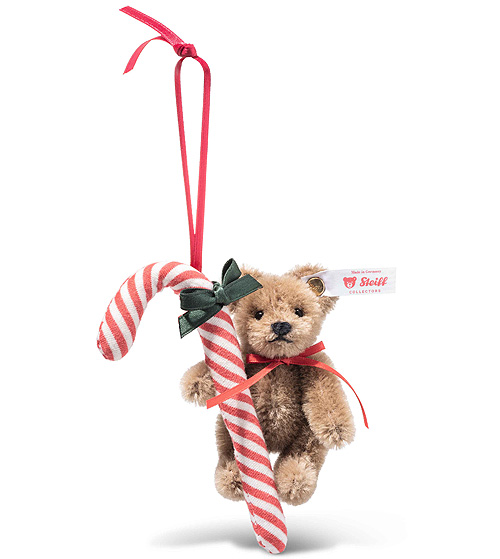 Steiff Teddy Bear With Candy Cane Ornament 005817