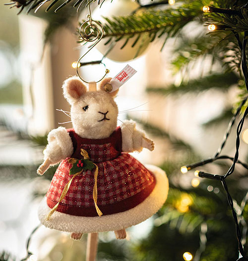 Steiff Mrs Santa Mouse Ornament 007453