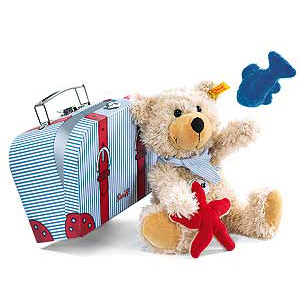CHARLY Dangling Teddy Bear in Suitcase by Steiff 012549