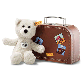 Steiff Sunny White Teddy Bear in Brown suitcase 113406