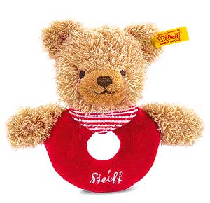 Steiff Sleep Well Bear Grip Toy - Red  237263