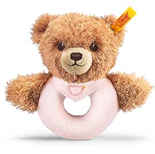 Steiff Sleep Well Bear Grip Toy - Pink 239557