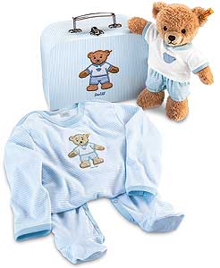 Steiff Sleep Well Bear Gift Set In Suitcase 25cm - blue 239564