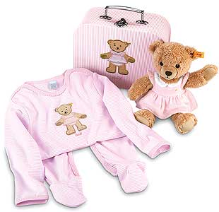 Steiff Sleep Well Bear Gift Set In Suitcase 25cm - pink 239618