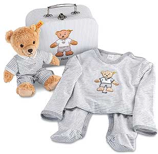 Steiff Sleep Well Bear Gift Set In Suitcase 25cm - grey 239809
