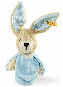 Steiff Hoppel Blue Rabbit Grip Toy 240140