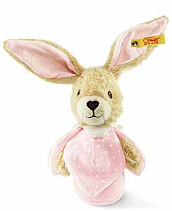 Steiff Hoppel Pink Rabbit Grip Toy 240157