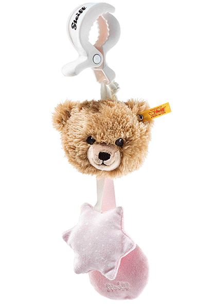 Steiff Sleep Well Bear Pram Toy with Rattle - Pink 240409