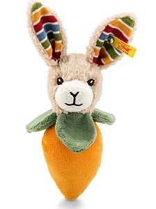 Steiff Carrie Rabbit Grip Toy with Rattle and Rustling 240829