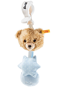 Steiff Sleep Well Bear Blue Pram Toy with Rattle 240959