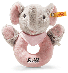 Steiff Trampili Elephant Pink Grip Toy with Rattle 241703