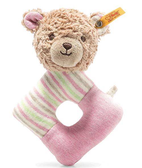 Steiff GOTS Rosy Teddy Bear Grip Toy With Rattle 242175