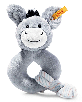 Steiff Dinkie Donkey Grip Toy with Rattle 242519